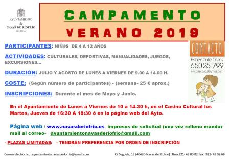 Imagen CAMPAMENTO VERANO 2019