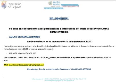 Imagen AULAS DE MANUALIDADES 2020